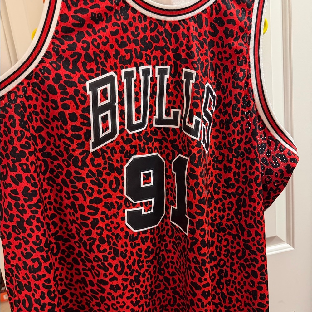Mitchell & Ness Red Leopard Print Jersey